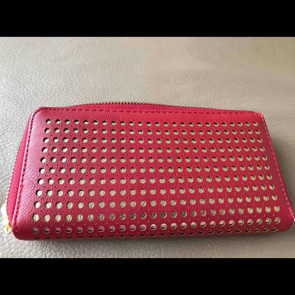 Red and gold leather clutch!